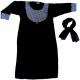 Abaya noire pour fillette en col rond avec motifs argentes et chale assorti
