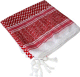 Grand foulard pour hommes rouge et blanc de qualite superieure (Ghutra tissee avec pompons)