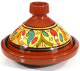 Tajine marocain de cuisson en terre cuite avec joli motifs (30 x 22 cm)
