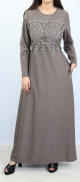 Robe femme avec broderie sur le devant, ceinture et poches (Plusieurs couleurs disponibles)