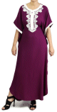 Robe marocaine manche courtes avec broderies blanches et argentees - Couleur violet