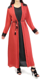 Robe longue noire avec kimono integre - Plusieurs couleurs disponibles (appele aussi "Kabaya" : Kimono avec Abaya integree pour femme)