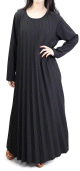 Robe longue plissee et evasee - Taille Standard pour femme - Couleur noire