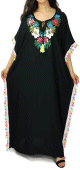 Robe noire ample brodee avec strass multi-couleurs