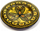 Assiette marocaine decorative en poterie emaillee peinte en jaune et ornee de motifs