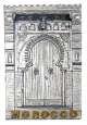 Magnet artisanal sous forme de porte traditionnel de la Medina avec relief (inscription Morocco)