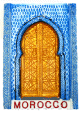 Magnet artisanal entree d'une maison (porte) traditionnelle marocaine en relief 3D - Morocco