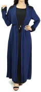 Robe longue noire avec kimono integre couleur bleu