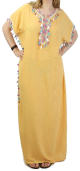 Robe orientale avec pompons multicolores (Robes pas cher pour femme) - Couleur jaune paille
