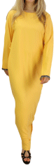 Robe longue avec ceinture strass couleur jaune soleil