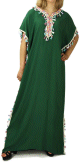 Robe orientale longue extra large avec pompons multicolores pour femme - Couleur vert sapin
