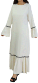 Robe longue avec dentelles et strass - Couleur blanc casse