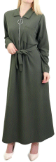 Robe longue fermeture zip avec ceinture pour femme (Taille standard s'adapte aux grandes tailles) - Vert Kaki