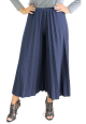 Jupe-culotte plissee et evasee pour femme - Taille Unique - Couleur Bleu marine