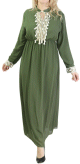 Robe fluide pour femme avec strass et pompons - Couleur Vert Kaki