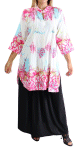 Tunique Chemise large motif fleur avec boutons pour femme