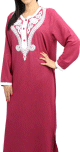 Robe longue avec broderies blanches (Plusieurs couleurs disponibles)
