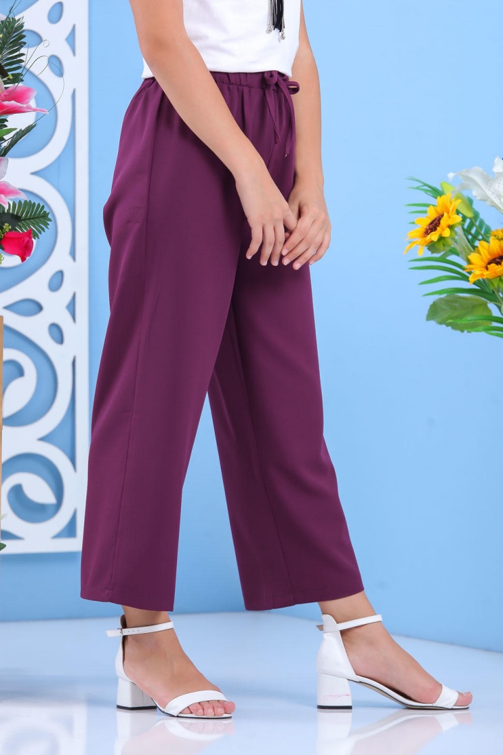 Pantalon large violet femme