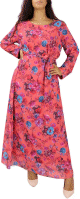 Robe longue a imprime floral pour femme - Couleur Corail