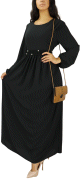 Robe femme avec broderies et perle - Couleur Noir