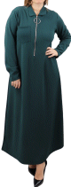 Robe longue fermeture zip avec ceinture pour femme (Taille standard s'adapte aux grandes tailles) - Vert fonce