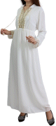 Robe fluide pour femme avec strass et pompons - Couleur Blanc