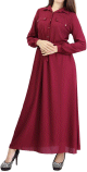 Robe de ville boutonnee manches longues pour femme - Couleur Prune