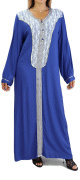 Robe a manches longues et broderies couleur Bleu roi