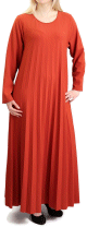 Robe longue plissee et evasee - Taille standard - Couleur Orange Brique