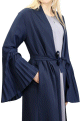 Kimono avec manches evasees plissees - Couleur Bleu Nuit