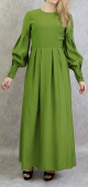 Robe longue raffinee de couleur vert olive