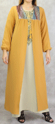 Kimono long avec strass pour femmes - Couleur jaune moutarde