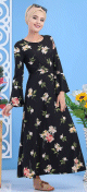 Robe longue fleurie pour femme (motifs fleurs) de marque Amelis Paris - Couleur Noire