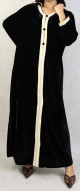 Robe Djellaba longue avec capuche pour femme (Automne Hiver) - Couleur Noir