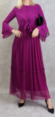 Robe longue en tulle style bolero pour femme - Couleur violet