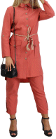 Ensemble de ville femme 2 pieces : Veste avec poches et son pantalon - Couleur brique