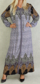 Robe orientale longue fluide imprimee pour femme - Couleur grise