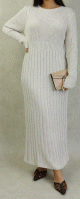 Robe en grosse maille pour femme (Saison Automne Hiver) - Couleur Blanc casse