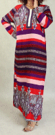 Robe d'interieur en coton fleurie multi-couleur pas cher pour femme - Languette de couleur Violet
