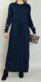 Robe en maille fine pour femme (Automne-Hiver) - Couleur Bleu petrole