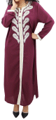 Robe orientale avec broderies et strass pour femme - Couleur bordeaux