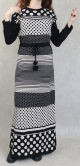 Robe en maille maxi-longue a motifs bicolore pour femme (Collection Automne-Hiver) - Couleur Noir et beige