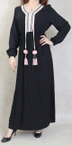 Robe longue decoree de pompons pour femme - Couleur Noir