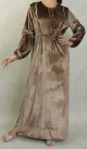 Robe orientale en velours avec broderies et paillettes pour femme - Couleur Brun