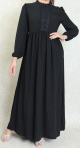 Robe longue dentelle evasee et ample pour femme - Couleur noir