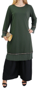 Tunique ample avec parties plissees pour femme - Couleur Kaki
