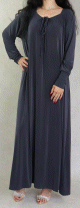 Robe maxi-longue et extra-large fluide avec lien de serrage en haut pour femme - Couleur gris
