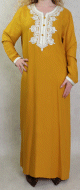 Robe Orientale pour femme avec broderies et strass - Couleur Moutarde