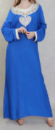 Robe longue style oriental avec borderie originale sous forme de coeur pour femme - Couleur Bleu roi