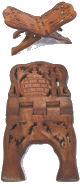 Porte Livre moyen en bois marron sculpte de motifs en feuilles d'arbre